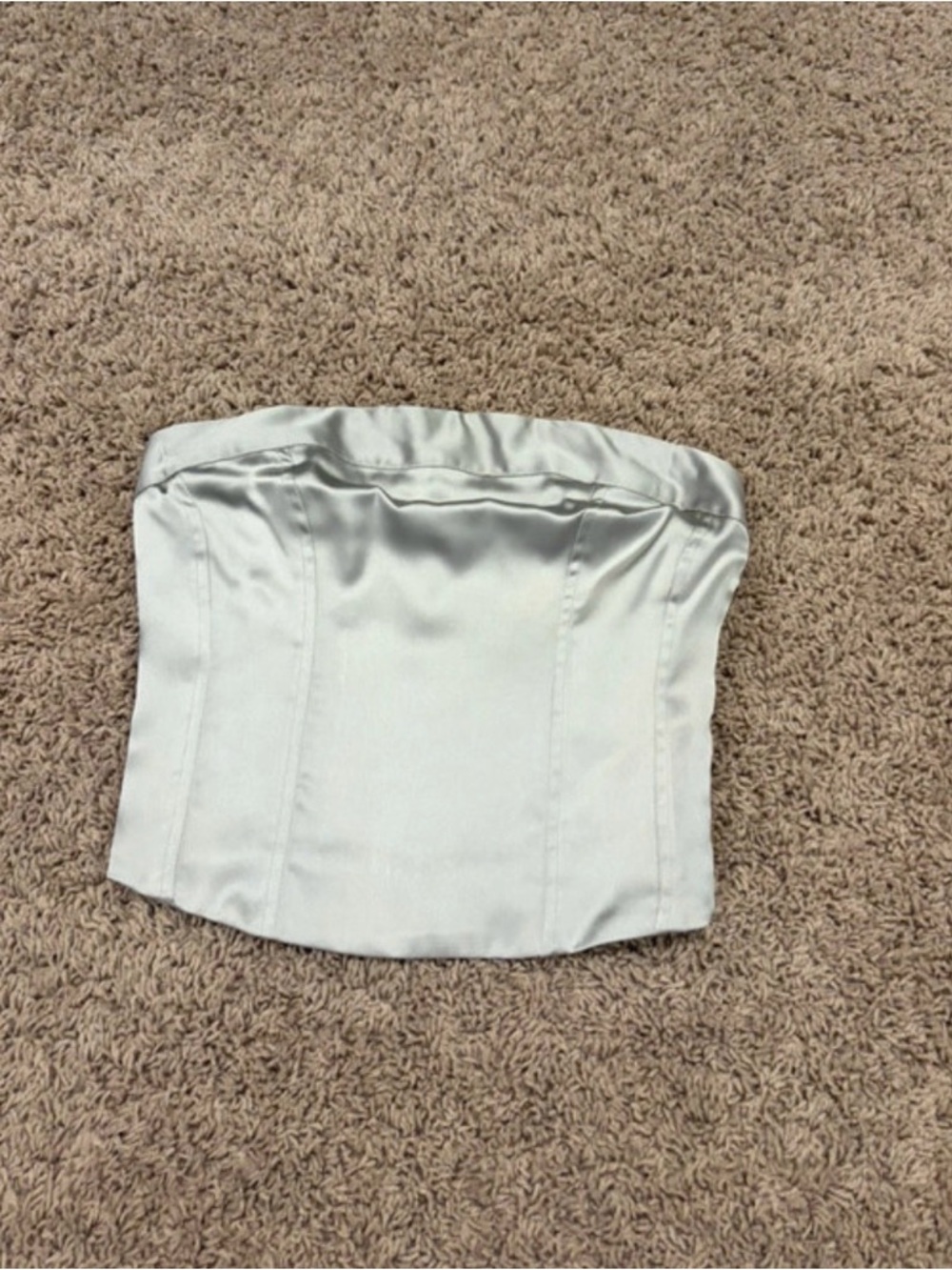 wild fable Satin Strapless Corset Top in Light Silver